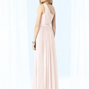 NWT After Six Blush Pink One Shoulder Pleated Maxi Formal Gown